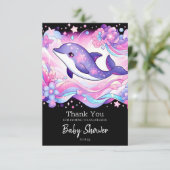 Happy Dolphin Baby shower Bedankkaart (Staand voorkant)