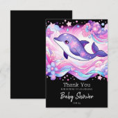 Happy Dolphin Baby shower Bedankkaart (Voorkant / Achterkant)