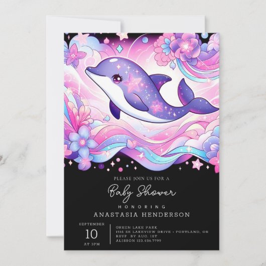 Happy Dolphin Baby shower Kaart (Voorkant)
