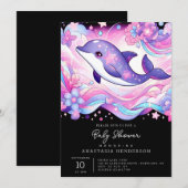 Happy Dolphin Baby shower Kaart (Voorkant / Achterkant)