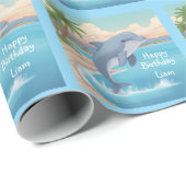 Happy Dolphin Birthday Cadeaupapier (Rol Hoek)
