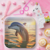 Happy Dolphin Birthday Papieren Bordje (Feest)