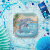 Happy Dolphin Birthday Papieren Bordje (Feest)