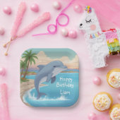 Happy Dolphin Birthday Papieren Bordje (Feest)