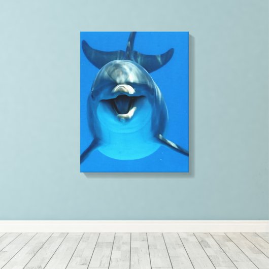 Happy Dolphin Canvas Afdruk (Insitu (Houten vloer))