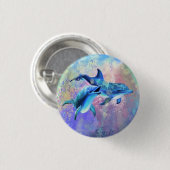 Happy Dolphin Couple Button - Familie - Schilderen (Voorkant /achterkant)