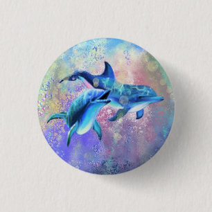 Happy Dolphin Couple Button - Familie - Schilderen