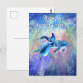 Happy Dolphin Couple Jubileum Kaart (Voorkant / Achterkant)