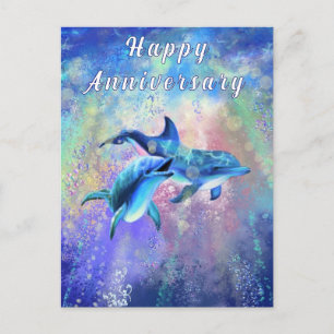 Happy Dolphin Couple Jubileum Kaart