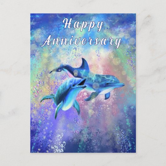 Happy Dolphin Couple Jubileum Kaart (Voorkant)