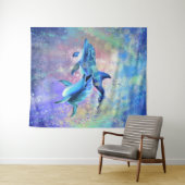Happy Dolphin Couple Tapestry - Familie Wandkleed (In Situ (horizontaal))