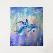 Happy Dolphin Couple Tapestry Family - Schilderen Wandkleed (Voorkant)