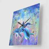 Happy Dolphin Family Wall klok (Hoek)