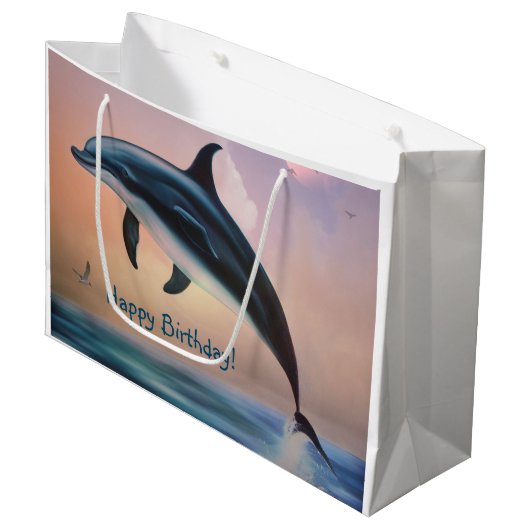 Happy Dolphin Groot Cadeauzakje (Voorkant Gekanteld)