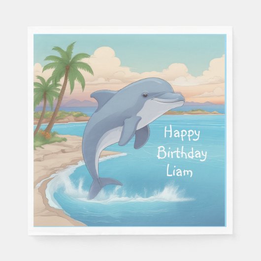 Happy Dolphin Napkins Servet (Voorkant)