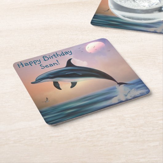 Happy Dolphin Onderzetters (Schuin)