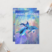 Happy Dolphin Verjaardag Kaart - (Voorkant / Achterkant in situ)