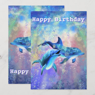 Happy Dolphin Verjaardag Kaart -
