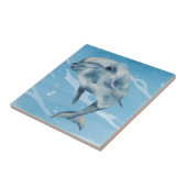 Happy Dolphin Waterverf Beach Ocean Tegeltje (Zijkant)