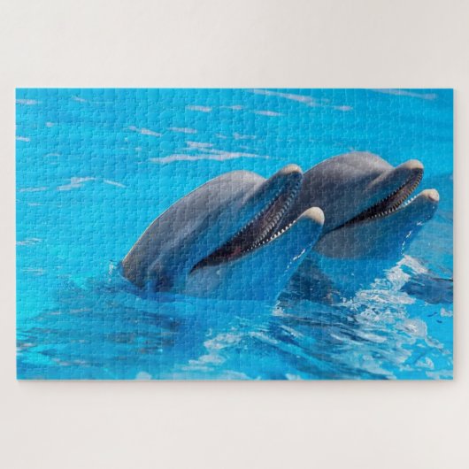 Happy dolphins in water legpuzzel (Horizontaal)