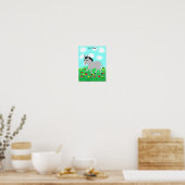 Happy Donkey in Flower Meadow Poster (Keuken)