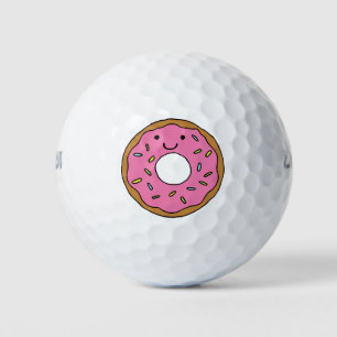 Happy Donut Graphic Colorful Roze Donut Clipart Golfballen