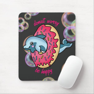 Happy Donut met Cute Dolphin en Rainbow Bubbles Muismat