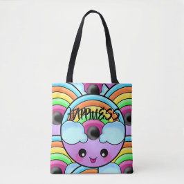 Happy Donut met Cute Unique Rainbow Tote Bag
