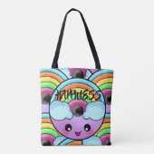 Happy Donut met Cute Unique Rainbow Tote Bag (Achterkant)