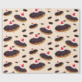 Happy Donut Santa Hats Pattern Chocolate Frosting Cadeaupapier (Vlak)