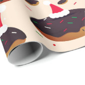 Happy Donut Santa Hats Pattern Chocolate Frosting Cadeaupapier (Rol Hoek)