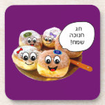 Happy Donuts Hanukkah Coasters in Hebrew Drankjes Onderzetter<br><div class="desc">hanuka,  hannuka,  hannukah,  hanukah,  hannukkah,  hanukkah,  chanuka,  channuka,  channukah,  chanukah,  channukkah,  chanukkah,  donut,  donuts,  doughnut,  doughnuts,  folidays,  jewish,  judaism,  "happy hanukkah",  appukkah appy appy appy appy. y,  kippa,  sufganiot,  soofganiot,  purple,  coasta,  coaster</div>