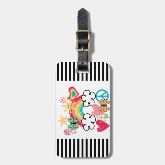 Happy Doodles Bagagelabel (Voorkant verticaal)