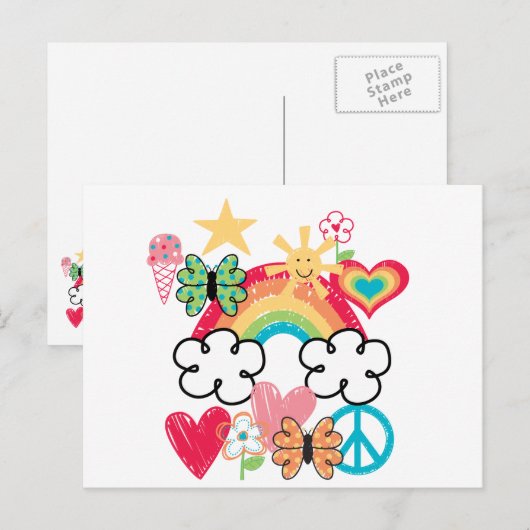 Happy Doodles Briefkaart (Voorkant / Achterkant)