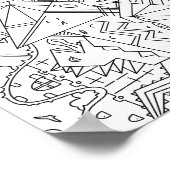 Happy Doodles: Origami Dinosaur Land Kleurplaat Poster (Hoek)