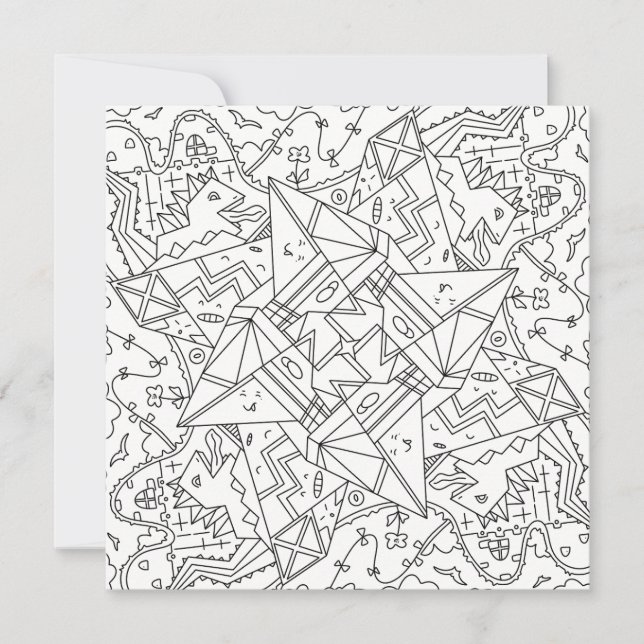 Happy Doodles: Origami Dinosaur Land Kleurstof (Voorkant)