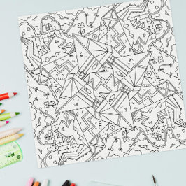 Happy Doodles: Origami Dinosaurus Land Kleurplaat Poster