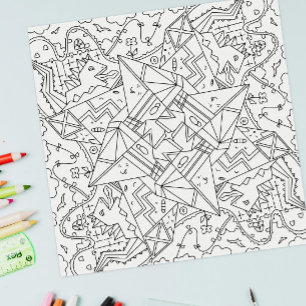 Happy Doodles: Origami Dinosaurus Land Kleurplaat Poster