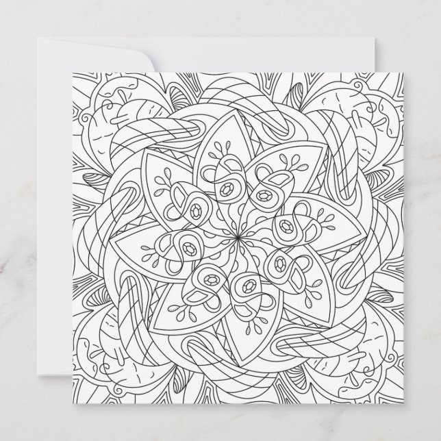Happy Doodles: Schattigee bloemenkleurende Kaart v (Voorkant)