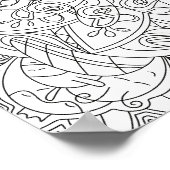 Happy Doodles: Schattigee bloemkleurplaat voor kin Poster (Hoek)