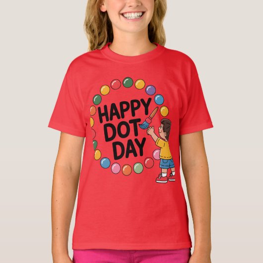 Happy Dot Day Funny Kleurrijke Polka Dots Kinder S T-shirt (Voorkant)