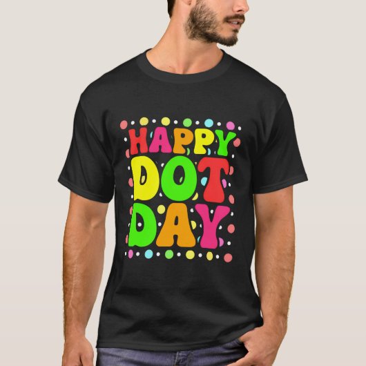 Happy Dot Day gekleurde Retro International Dot Da T-shirt (Voorkant)