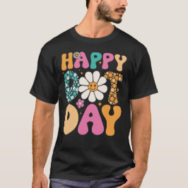 Happy Dot Day Hippie Bloemen Glimlach Gezicht Groo T-shirt