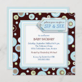 Happy Dot Sip en New Baby Welcome Invitation Kaart (Voorkant / Achterkant)