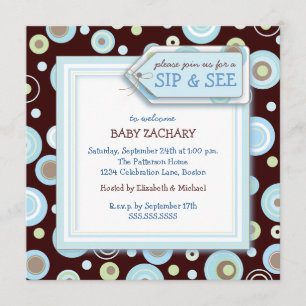 Happy Dot Sip en New Baby Welcome Invitation Kaart