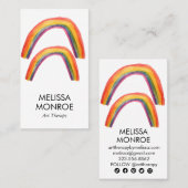 Happy Double Rainbows Waterverf Social Icons Visitekaartje (Voorkant / Achterkant)