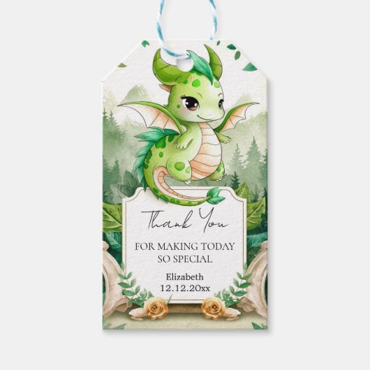 Happy Dragon Baby shower Cadeaulabel (Voorkant)