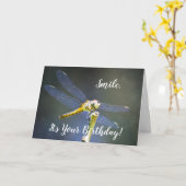 Happy Dragonfly Birthday Kaart (Gele Bloem)