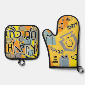 Happy Dreidles Ovenwant & Pannenlap Set (Voorkant)