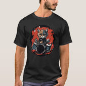 Happy Drummer Cat voor muziek- en Rock'n Roll-lief T-shirt (Voorkant)